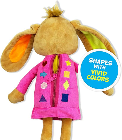 June Garden 16" Dressy Friends Bunnie - Educational Stuffed Plush Doll for Kids and Toddlers 2 Years and Up - Montessori Soft Toy Doll