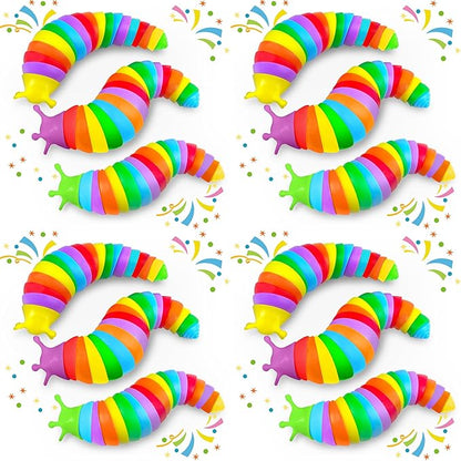 12PCS Baby Sensory Fidget Slug Toys Pack, ASMR Travel Airplane Activities Road Trip Car Toy for Toddler Kids Figette Worm for Adults Stress Relief Gift for Autism ADHD Autistic Caterpillar Stim Toys
