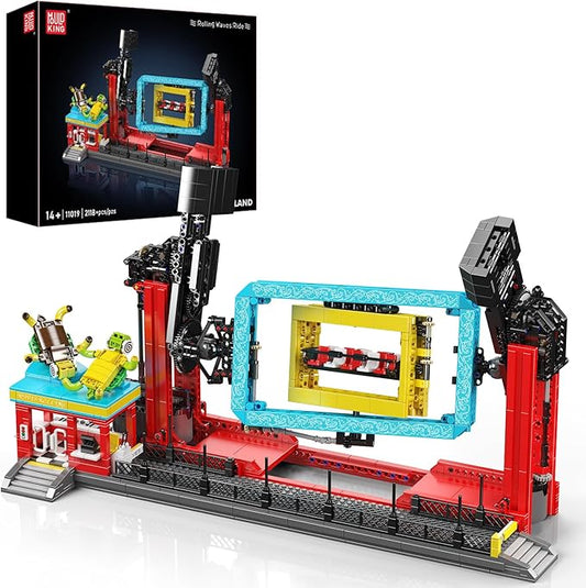 Mould King Rolling Swing Ride Building Blocks Set, 2118+ Pieces Amusement Park Model Kit with Motors, Creative Engineering City Sets, Collectible Building Toys for Teens, Adults