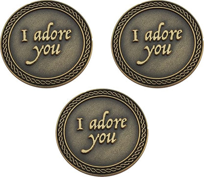Bulk Set of 3 Romantic Love Expression Coins, I Adore You, I Want a Lifetime with You, Anniversary Pocket Tokens for Date Night, Love Gift for Men & Women, from Him or Her