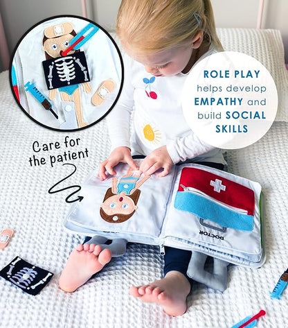 Curious Columbus Quiet Book Fabric Busy Book for Toddlers 3-5 - Airplane Toddler Travel Toys for Kids - Montessori Toy Preschool Activity Books - Fun and Educational for Toddlers