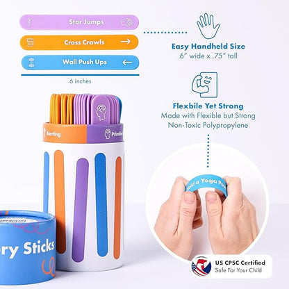 Harkla Sensory Sticks – 60 Sensory Activities to Help Kids Relax, Refocus and Reduce Anxiety | Easy-to-Use Brain Break Kit | Science Backed - Occupational Therapist Approved