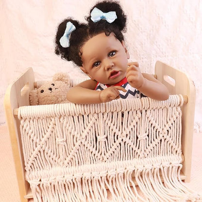 HOOMAI Lifelike Reborn Baby Dolls with Soft Body African American Realistic Girl Doll 22.8 Inch Best Birthday Gift Set