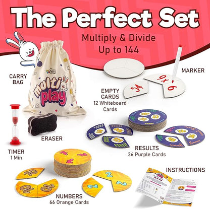 Active Learning Flash Cards – 112 Oversized Cards, Math Card Games, Math Flash Cards, Multiplication Game, Division (Multiply)