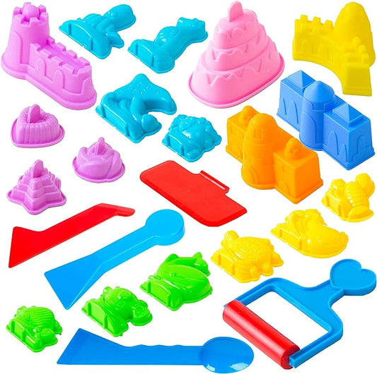 USA Toyz Sand Molds Beach Toys for Kids Set - 23pk Sandbox Toy for Toddlers, Compatible with Foam or Molding Clay Kits, Beach Sand Castle Building, Water Tables, Indoor Outdoor Sensory Toys for Kids