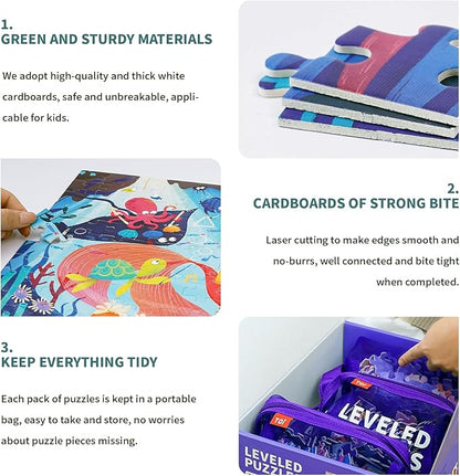 TOI Leveled Puzzles for Kids Aged 5 and Up, Toddler Puzzle Preschool Learning Jigsaw Puzzles, Large Pieces Educational Game for Boys Girls, Classic Education Step 6