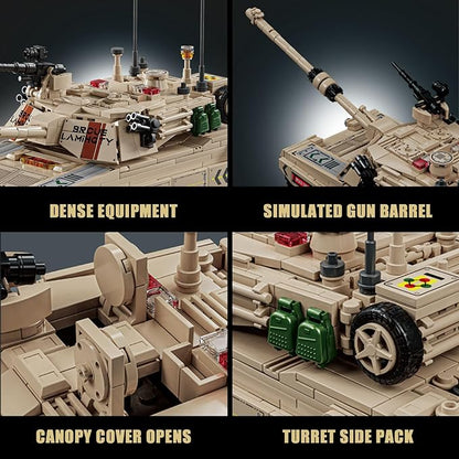 M1A2 Abrams Tank Building Set for Adults-Compatible with Lego Tank, Collectible Army Model, Gift Ideal for Military Enthusiasts (1002 PCS)