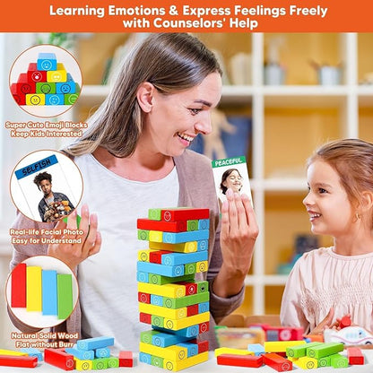 Garybank Emotion Tower Social Emotional Learning Activities for Kids, Sel Feelings Games W/56 Emotion Cards, Play Therapy Social Skills Board Game for Kid Age 6+, School Counselors Gifts