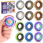 Fidget Toys Adults Sensory Rings: 12 Pack Texture Spinner Rings - Stress Relief Sensory Toys for Kids ADHD - Quiet Desk Fidgets for Classroom Anxiety Office for Teens Boys