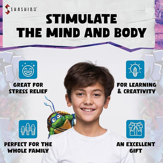 SHASHIBO Teenage Mutant Ninja Turtles Shape Shifting Box - STEM Magnetic Fidget Cube That Transforms Into Over 70 Shapes, Download Fun in Motion Toys Mobile App (Leo)