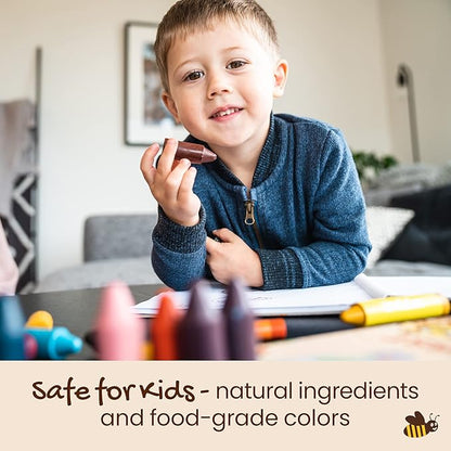 Honeysticks 100% Pure Beeswax Crayons (12 Pack) - Non Toxic Crayons, Safe for Babies and Toddlers, for 1 Year Plus, Handmade in New Zealand with Natural Beeswax, Food-Grade Colors, Eco-Friendly