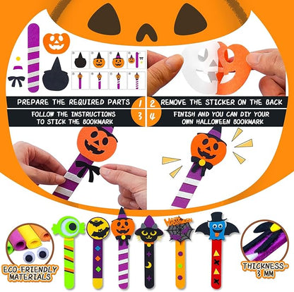 24 Piece Halloween Crafts for Kids Ages 4-8, DIY Bookmark Craft Bulk for Party Favors & Classroom Rewards
