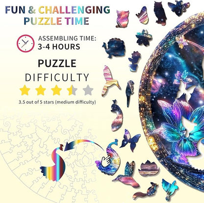 Wooden Puzzles for Adults, Hummingbird Wooden Jigsaw Puzzles, Unique Shaped Wooden Puzzle for Adults and Kids, Gifts for Family or Friends for Any Holiday.（11.4 * 11.4 in 193pcs）