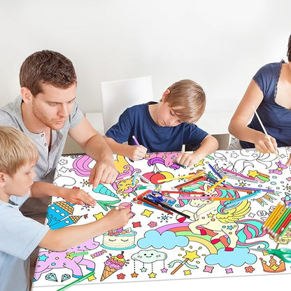 Gatherfun Unicorns Birthday Party Giant Coloring Poster - 31.5x 72 Inches - Versatile Classroom Wall Décor & Unicorns Birthday decorations-Poster or Table Cover for School Parties and Special Events