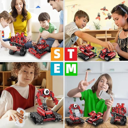 STEM Robot Kit for Kids Age 8-10 - 5in1 Building Toys with Remote & APP Control, Programmable Science Kits for Boys Age 8-13, Creative Engineering Toys for Hands-on Learning (495 Pieces)