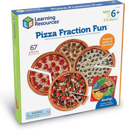 Learning Resources Pizza Fraction Fun Game, 13 Fraction Pizzas, 67 Piece Game, Ages 6+