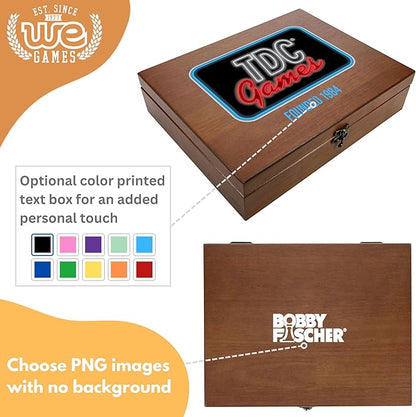 WE Games Color Logo Wooden Treasure Box with Lid & Brass Latch - Walnut Finish