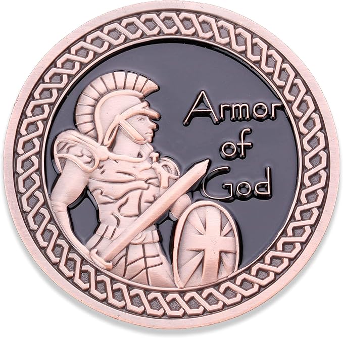 Armor of God Challenge Coin - Antique Copper - Collector's Medallion - Military Coins Designed by US Military Veterans