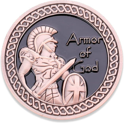 Armor of God Challenge Coin - Antique Copper - Collector's Medallion - Military Coins Designed by US Military Veterans
