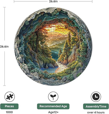 1000 Piece Puzzle for Adults, 3D Visual Cave Forest Jigsaw Puzzles for Adult, 26.6 x 26.6in 1000 Pieces Flat Puzzle, Christmas Birthday Party Home Decor Gifts for Family Friends