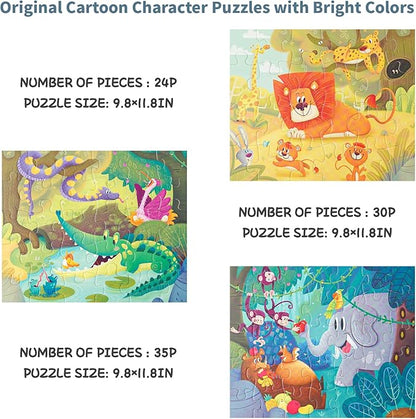 TOI Leveled Puzzles for Kids Aged 3 and Up, Toddler Puzzle Preschool Learning Jigsaw Puzzles, Large Pieces Educational Game for Boys Girls, Cognitive Story Step 3