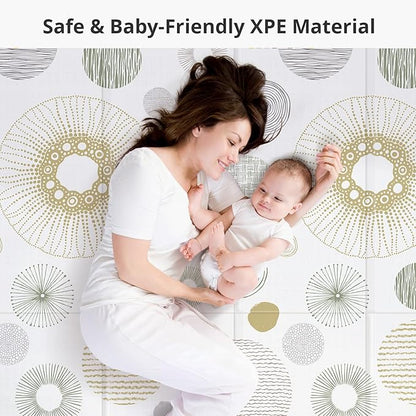 79x71 Baby Play Mat,Extra Large Baby Mat for Floor, Foldable Play XPE Foam Mat, Reversible Crawling Mat for Baby, Safe,Waterproof,Thick Playmats for Babies and Toddlers,Indoor Outdoor Use