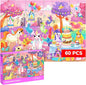 QUOKKA Puzzles for Kids Ages 4-6 – 60 Piece Jigsaw Puzzles for Toddlers Ages 3-5 with Unicorns – Quiet Time Toy for Preschoolers 2-4 – FSC Certified Educational Learning Game for Boys and Girls