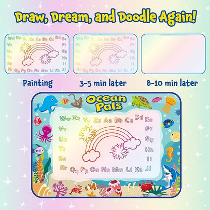 ANIMOLDS 40x32 Inch Water Doodle Mat for Kids - Ocean Pals Aqua Mat