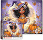 Cute Halloween Fairy Witch Jigsaw Puzzle for Adults 1000 Piece Pumpkins Butterflies and Flowers Puzzles Colorful Fantasy Art Puzzle for Women Men Teens Challenging Game Fun Autumn Decor