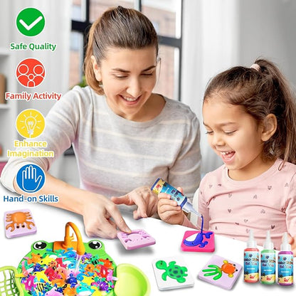 Water DIY Crafts Elf Toy Kit, 20 Color Gel & 12 Molds, Magic Paint Set Glow in The Dark Water Pets, Gel Craft Kits in Water Creative Handmade Art Set for Kids Age 3 4-8 8-12