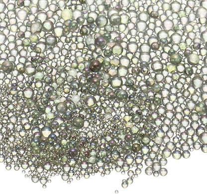 Iridescent Glass Tiny Bubble Beads, 0.4-3mm 10g No Hole Micro Mini Round Gray Water Droplets Beads - Applications: for Resin Filler, Nail Art, Dollhouse Bath Tub