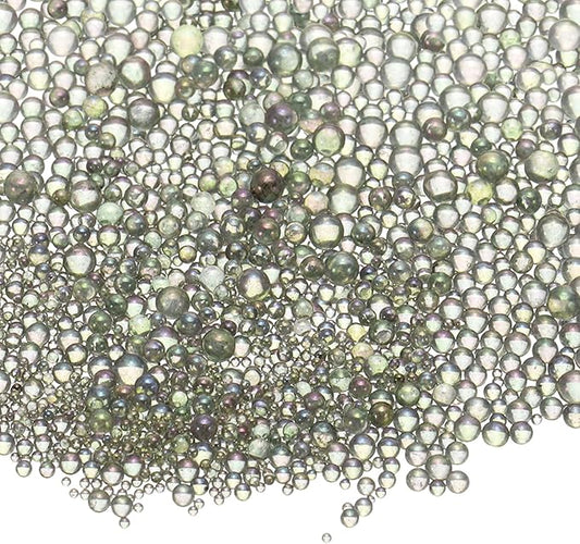 Iridescent Glass Tiny Bubble Beads, 0.4-3mm 10g No Hole Micro Mini Round Gray Water Droplets Beads - Applications: for Resin Filler, Nail Art, Dollhouse Bath Tub