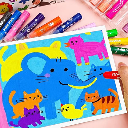 Tempera Paint Sticks, 36 Colors Washable Paint Sticks for Kids Including 12 Vibrant Colors, 12 Pastel Colors, 6 Neon Colors and 6 Metallic Colors