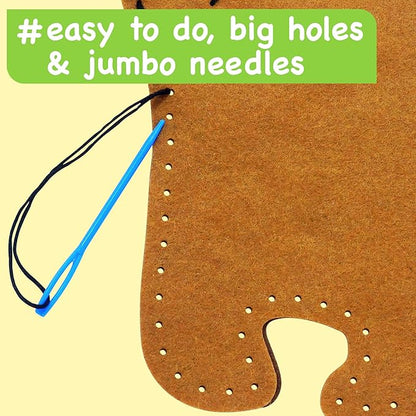 EZCRA Easy Arts and Crafts for Kids - No Mess Sewing Kit for Kids - 4 Easy to Do Bear Sewing Projects - Fun Felt Stickers - Tools with Instruction - Gifts for Boys and Girls Age 4,5,6,7,8