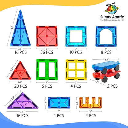 Magnetic Tiles 125 PCS+ Bonus Zippered CASE, Kids Toy for 3 4 5 6 7 8 Year Old Boys & Girls, Magnetic Tiles Building Set, Great Gift for Kids Aged 3-8, XL Set