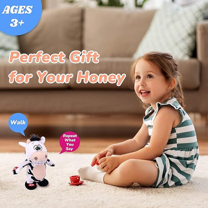 Hopearl Talking Singing Cow Repeats What You Say Walking Electric Interactive Animated Toy Speaking Plush Buddy Gifts for Toddlers, 8''
