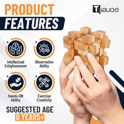 Wooden Brain Teaser Puzzles, 12pcs 3D Brain Teasers for Adults Teens Kids, Logic Mind Puzzle Box Lock Toy Removing Assembling 3D Small Puzzle Gift Set, Small 3D Unique IQ Hand Puzzles