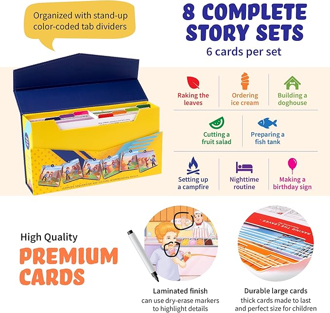 Sequencing Cards, Picture Cards, Storytelling Cards, Speech Therapy Materials, Home School Supplies, ESL, ELL, Social Skills, Combo Set