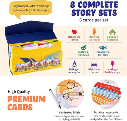 Sequencing Cards, Picture Cards, Storytelling Cards, Speech Therapy Materials, Home School Supplies, ESL, ELL, Social Skills, Combo Set