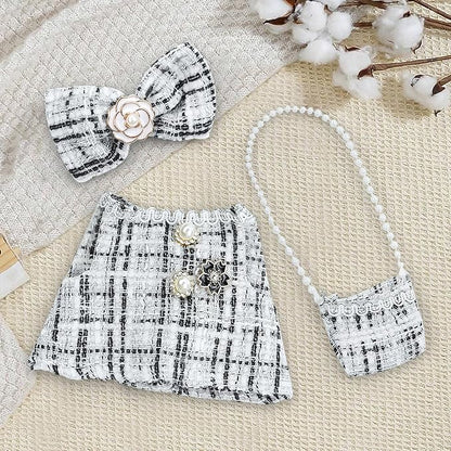 17cm Doll Clothes Set-Adorable Outfits for Dolls-Stylish Accessaries Clothes Dress-Up-Replaceable Clothing Collections, Includes Hat, Top, Skirt(White-Style A)
