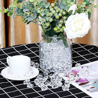 TeeLiy 150 PCS Acrylic Blue Crushed Ice Rock Crystals Treasure Gem Plastic Fake Ice for Vase Fillers Decoration, Table Scatters, Event, Wedding, Arts & Crafts, Home Birthday Decoration