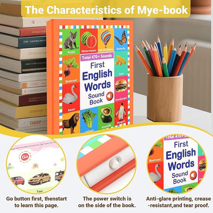 English Words Sound Book for Toddlers 3-6 | 470+ Words & Phonics Learning Toy | Interactive Speak & Spell with Sounds & Pictures | 21 Themes | 2025 Educational Gift