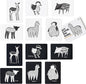 Wee Gallery Art Cards for Baby, Durable High Contrast Black and White Animal Flashcards for Newborns, Brain Development, Sensory Toys, Tummy Time Essentials for Infant and Toddler - Baby Animals