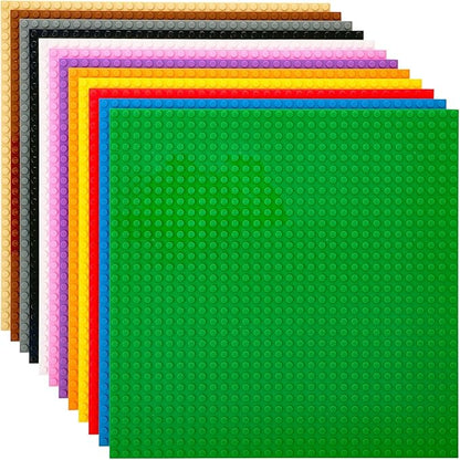 Strictly Briks Stackable Baseplates for Building Bricks - Compatible with Lego and All Major Brands - 10 x 10 in, Blue, 12 Pack