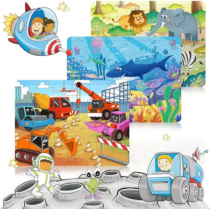 Puzzles for Kids Ages 3-5, 24 Piece Colorful Wooden Puzzles for Toddler Children Learning Educational Puzzles Toys for Boys and Girls (6 Packs)