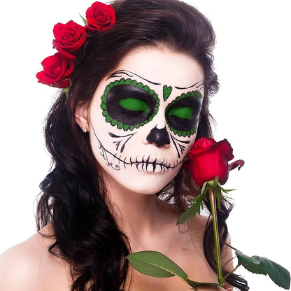 Spooktacular Creations Halloween Makeup Palette 3 Colors Face Body Paint with Brush for Zombie Skeleton Clown Witch Football Baseball Sports SFX Costume Cosplay Dress Up (7 Oz, White Black Green)