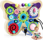 TOY Life Montessori Busy Board, Wooden Butterfly Sensory Board Toys for Toddlers with LED Light Up Switchs, Baby Fidget Boards Travel Toys, Christmas Birthday Gifts for 1+ Year Old Girls Boys