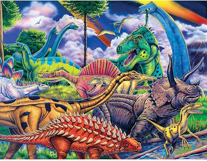 Masterpieces World of Animals 100 Piece Jigsaw Puzzle for Kids - Dinosaur Friends - 11.5"x15"