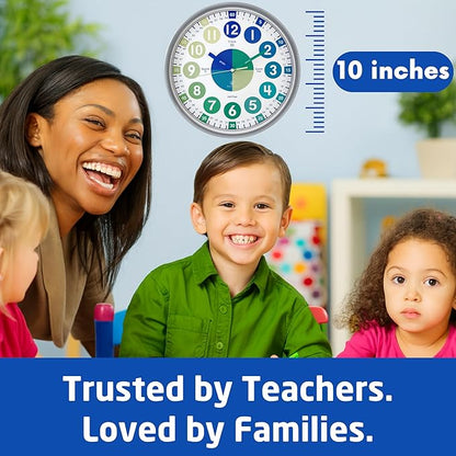 OWLCONIC Kids Analogue Time Teaching Clock Blue Green
