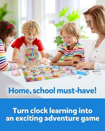 Coogam Wooden Clock Teaching Time Toy, Analog Digital Clock with Fly-Telling Time Board Game, Montessori Time Learning Educational Toy for 3 4 5 Year Old Homeschool Classroom Kids